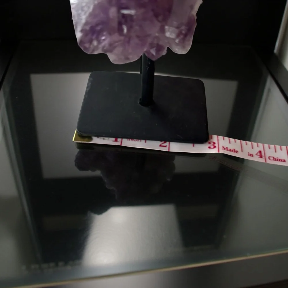 Amethyst Crystal Cluster on Stand - Mounted Raw Purple Crystalline Specimen